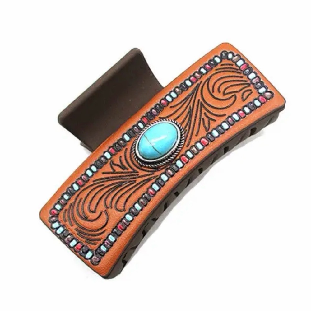 Elegant Brown and Turquoise Hair Clip